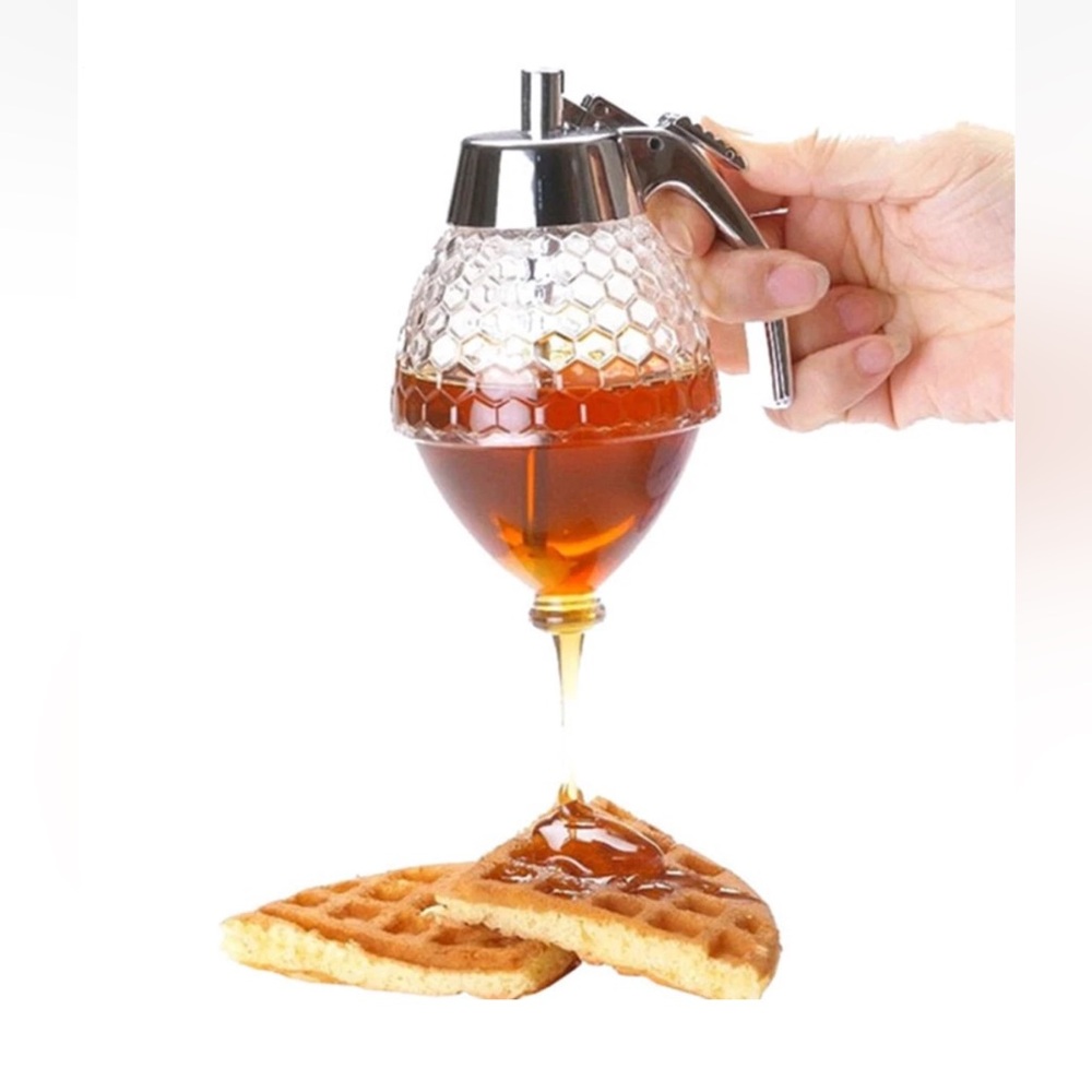 No Drip Honey syrup Dispenser With High Capacity Honey Clear glass Dispenser p04